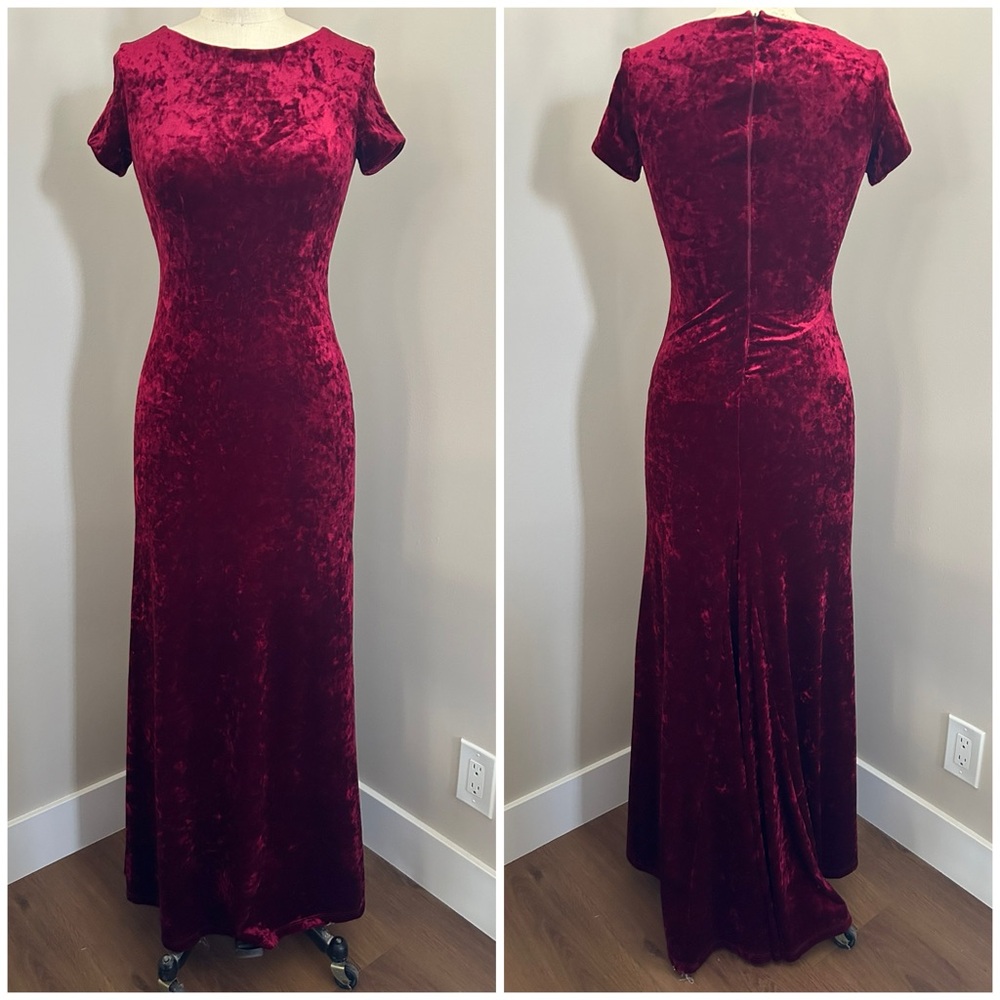 American Vintage Velvet Maxi Dress in Deep Red